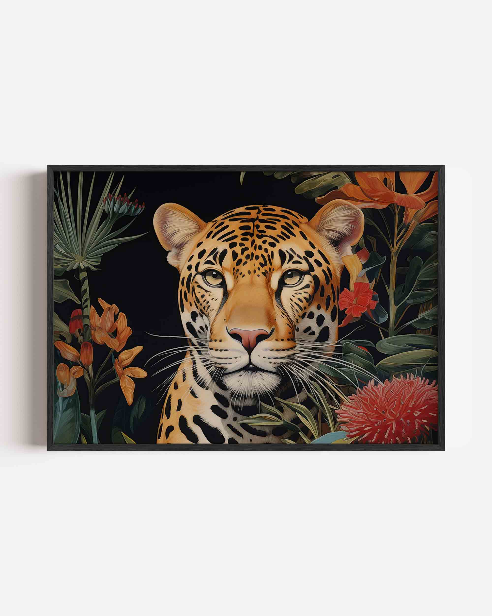 Luipaard met bloemen Poster