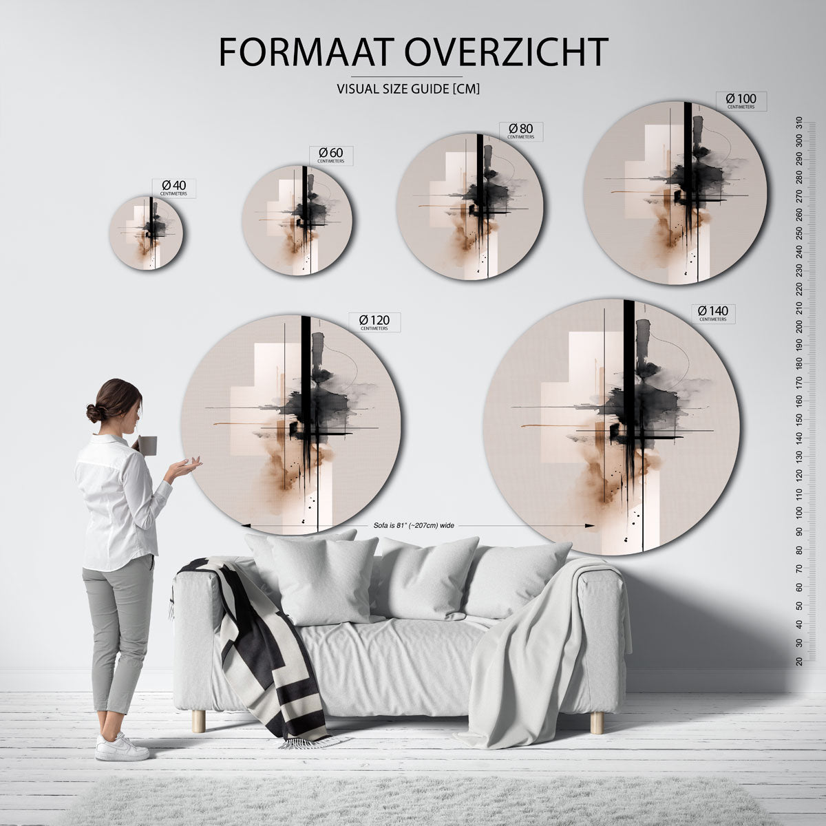Abstracte lijnen en vormen Muurcirkel