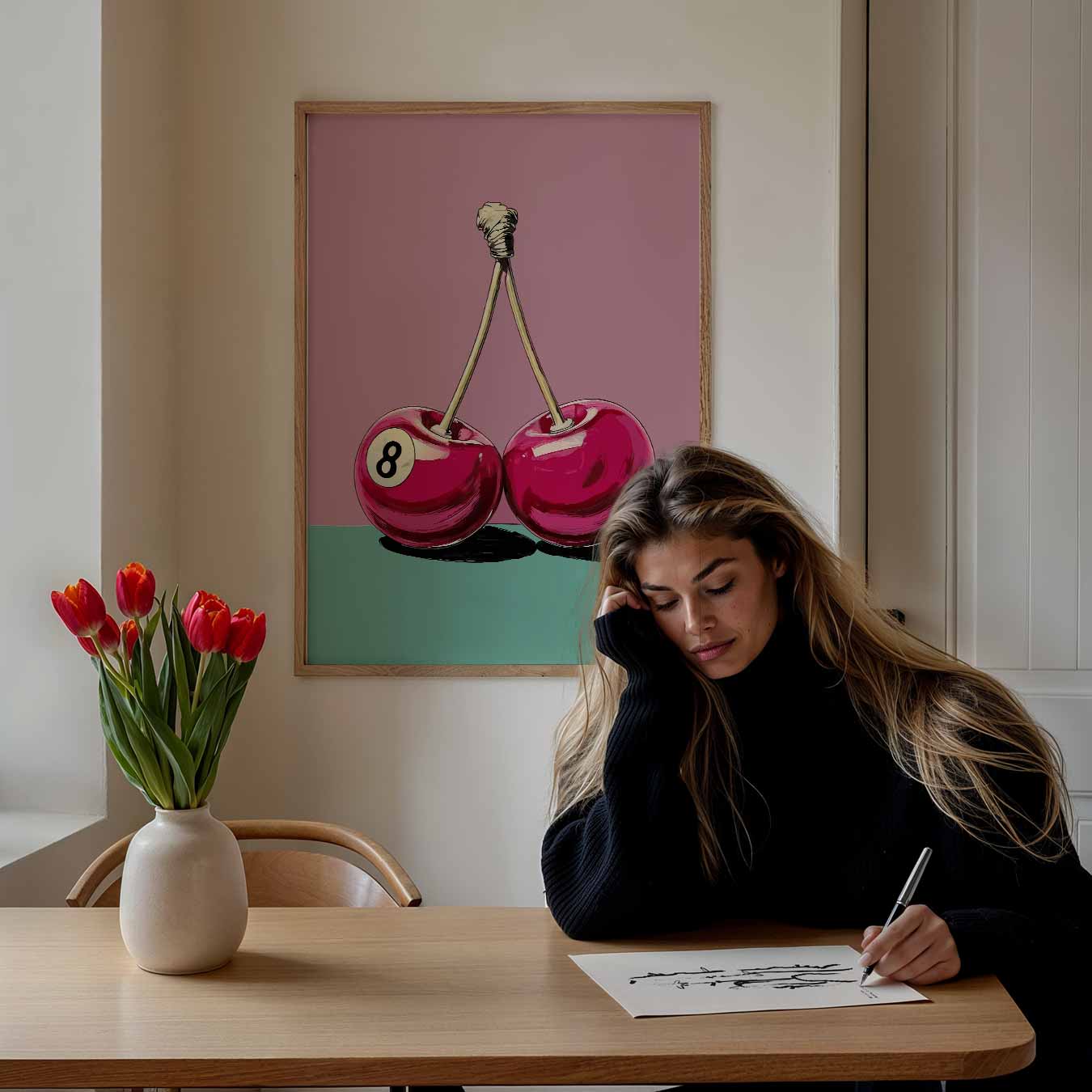 Speelse Kersen Poster-WallArtistic