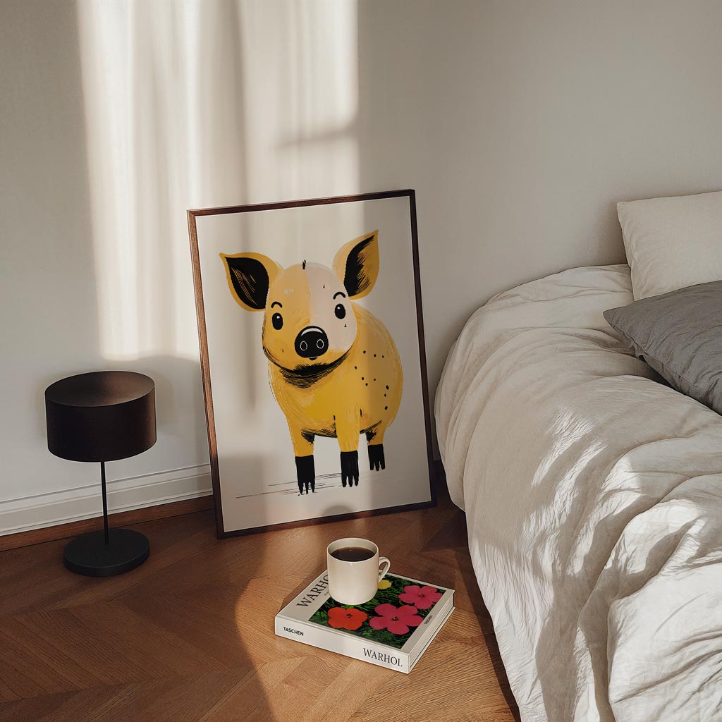 Schattige Varkentje Illustratie Poster-WallArtistic