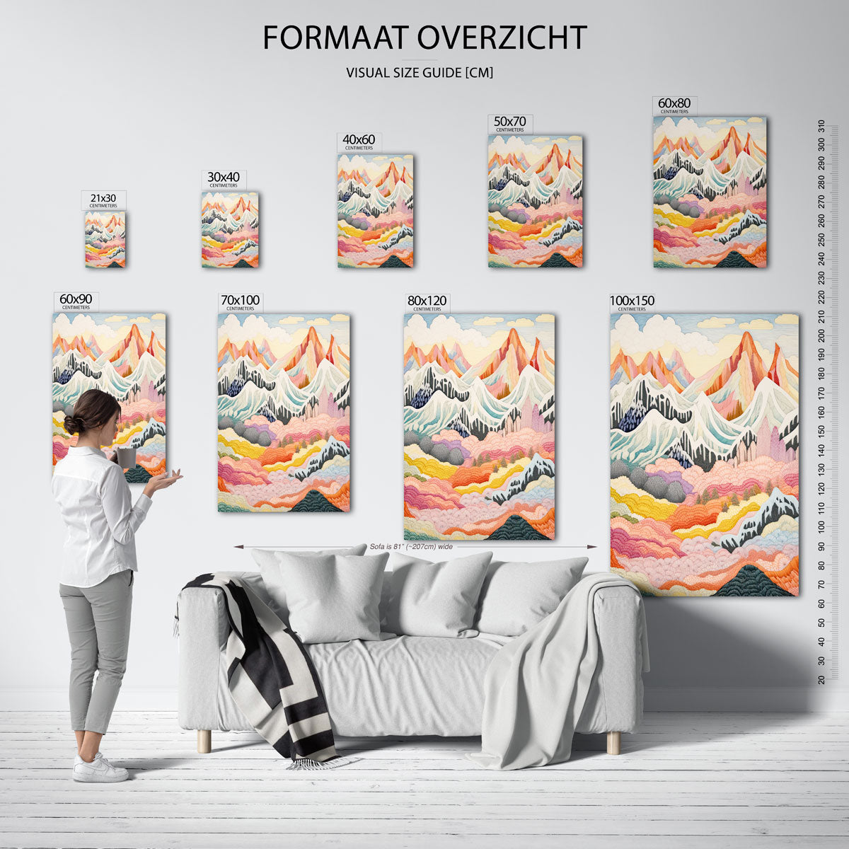 Berglandschap met kleurrijke patronen Poster