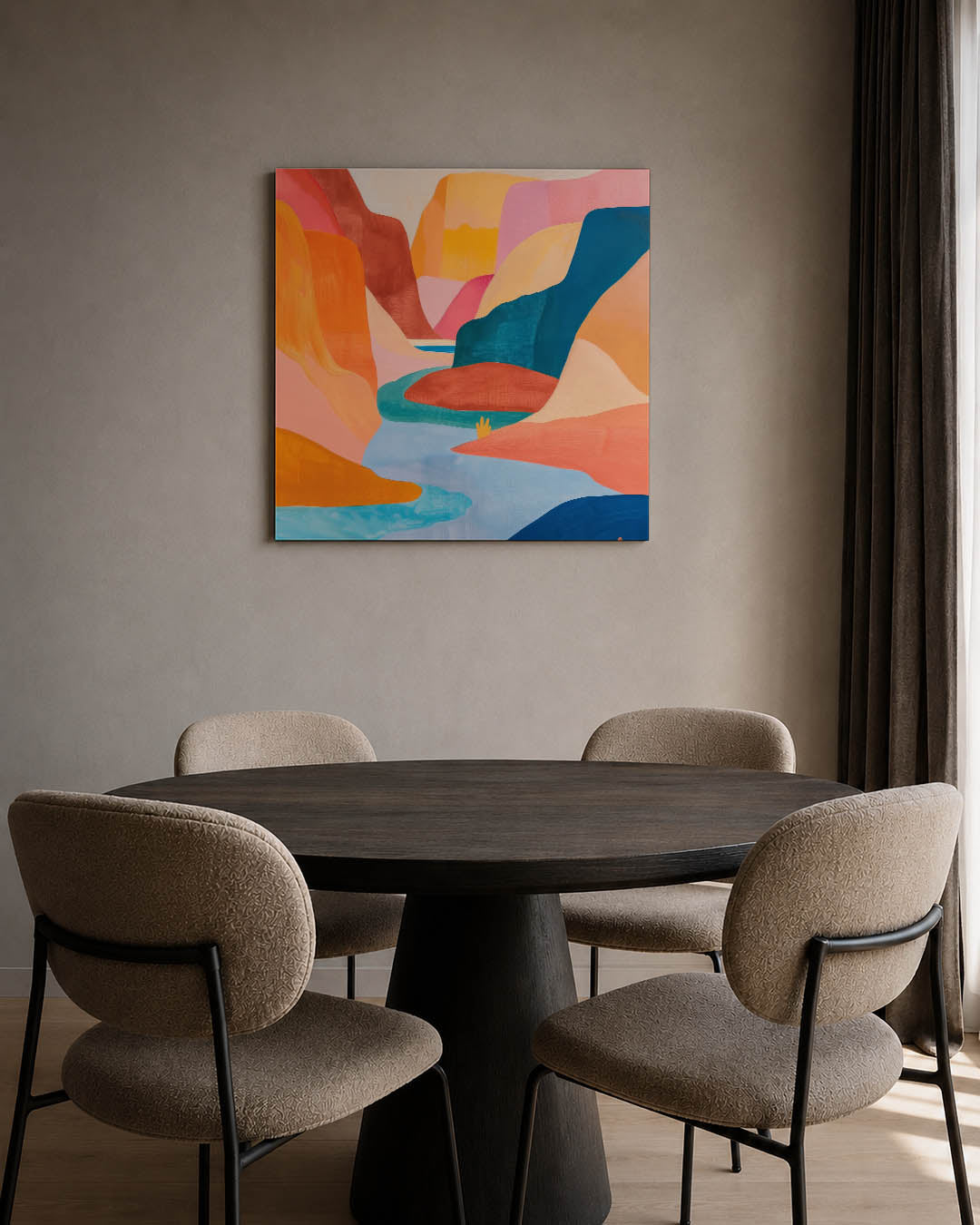 Vloeiende kleurenlandschap Kunstwerk