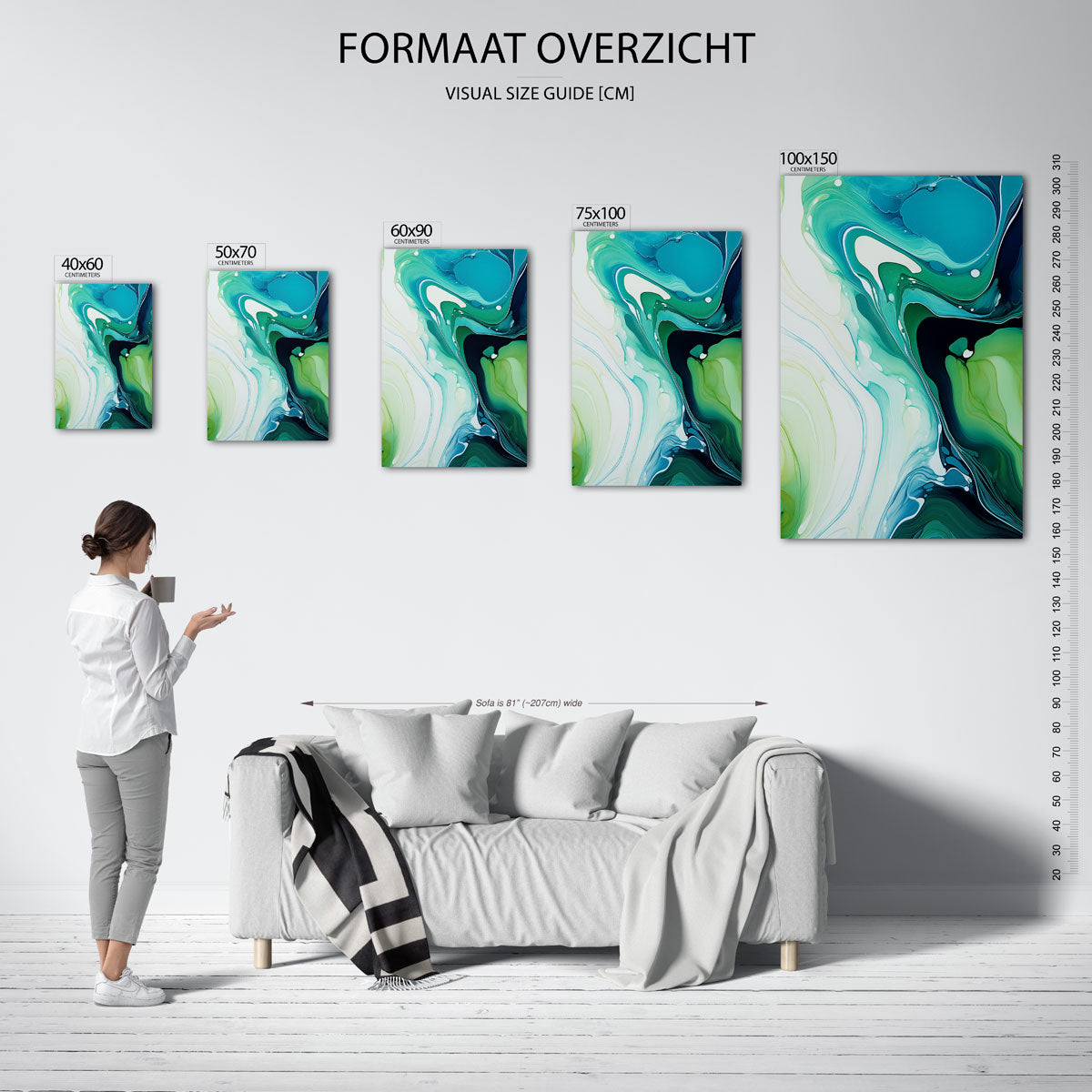 Vloeiende kleurencompositie Kunstwerk