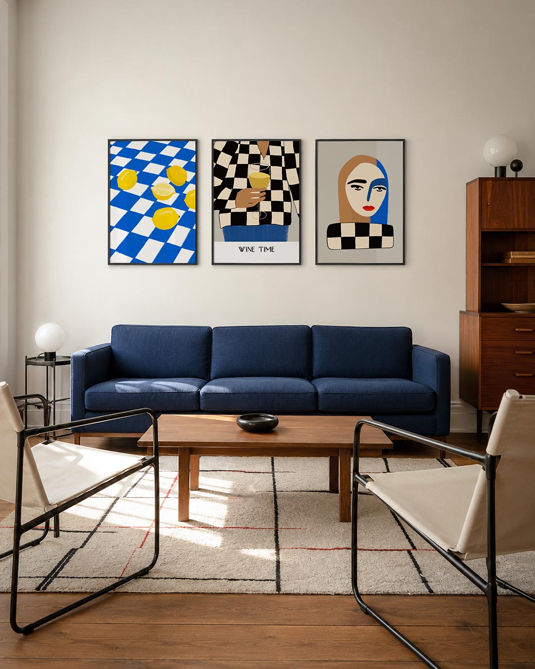 Citroenen op ruitpatroon Posterset
