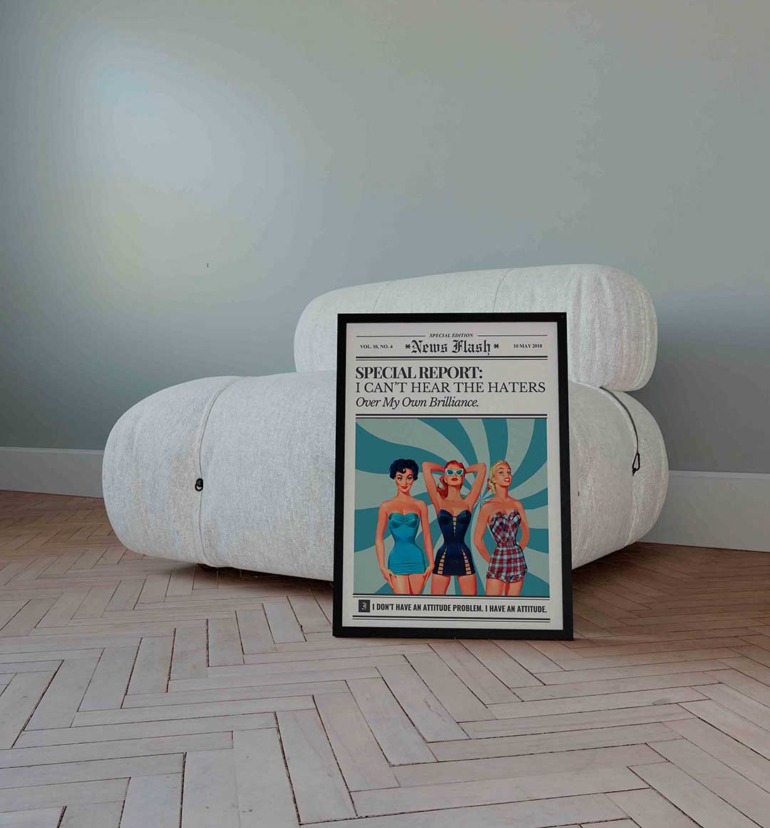 Drie vrouwen in retro badmode Poster