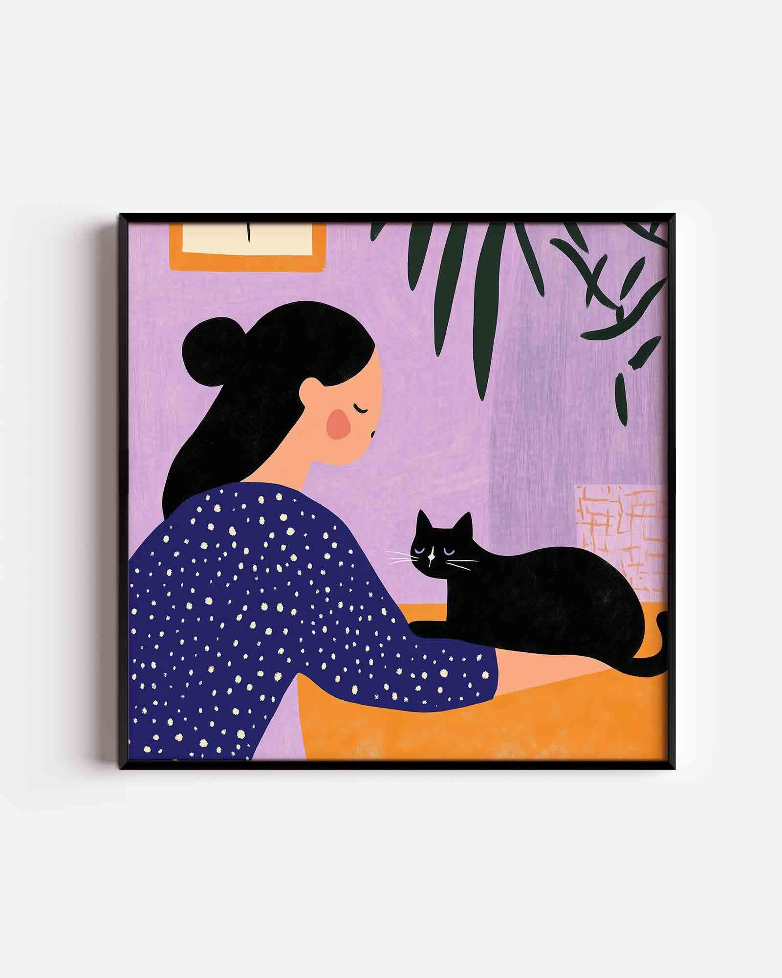 Vrouw met kat Poster