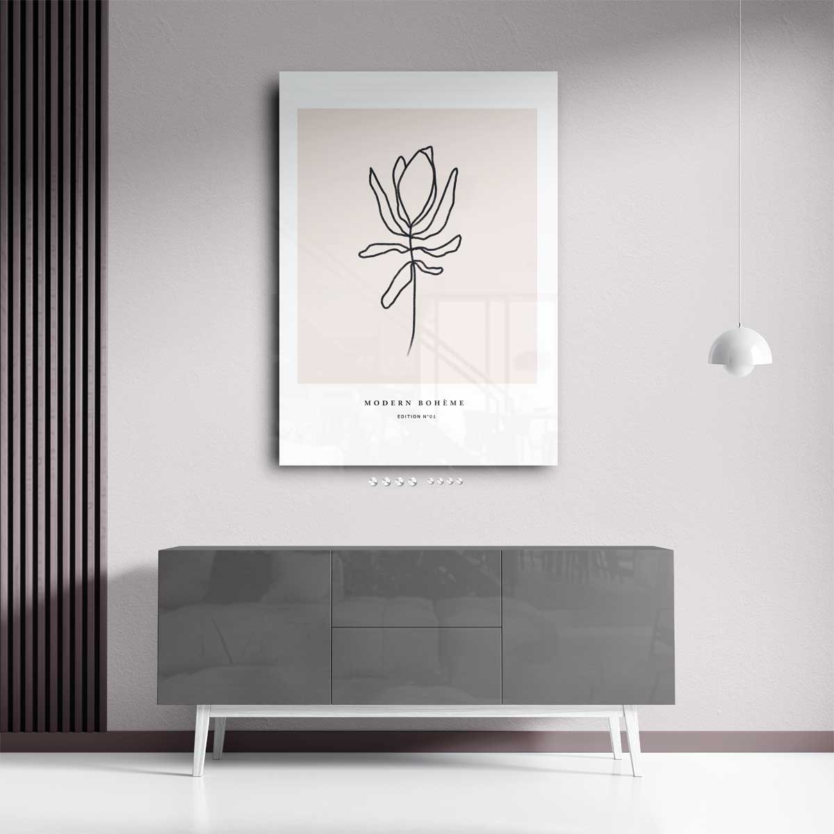 Moderne Boho Bloem Illustratie Kunstwerk-canvas-dibond-plexiglas-wanddecoratie-WallArtistic