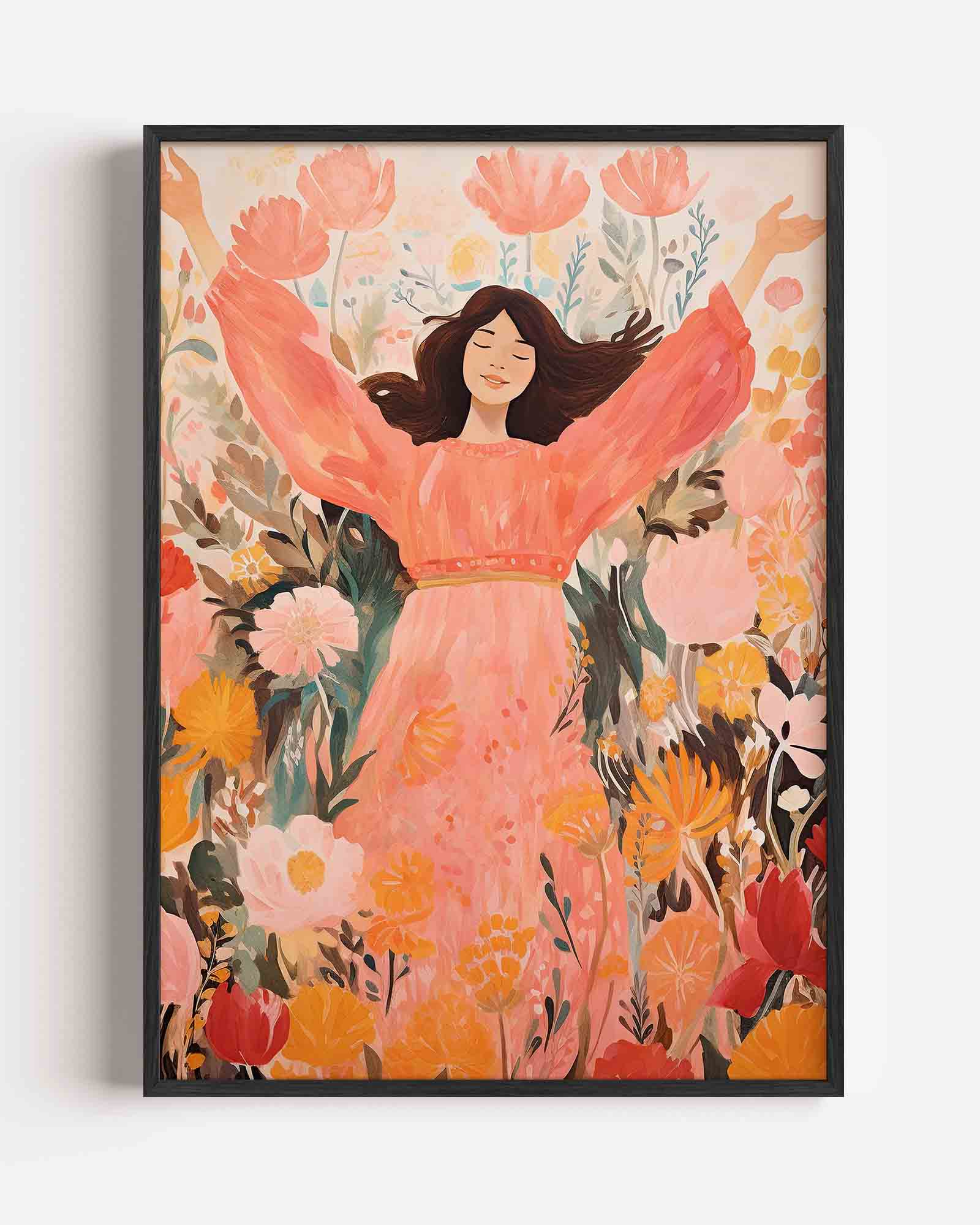 Vrouw in bloemen Poster