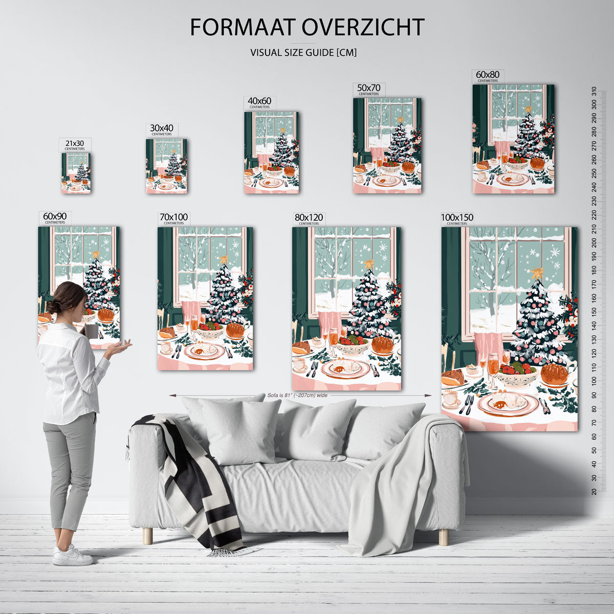 Kersttafel met boom Poster