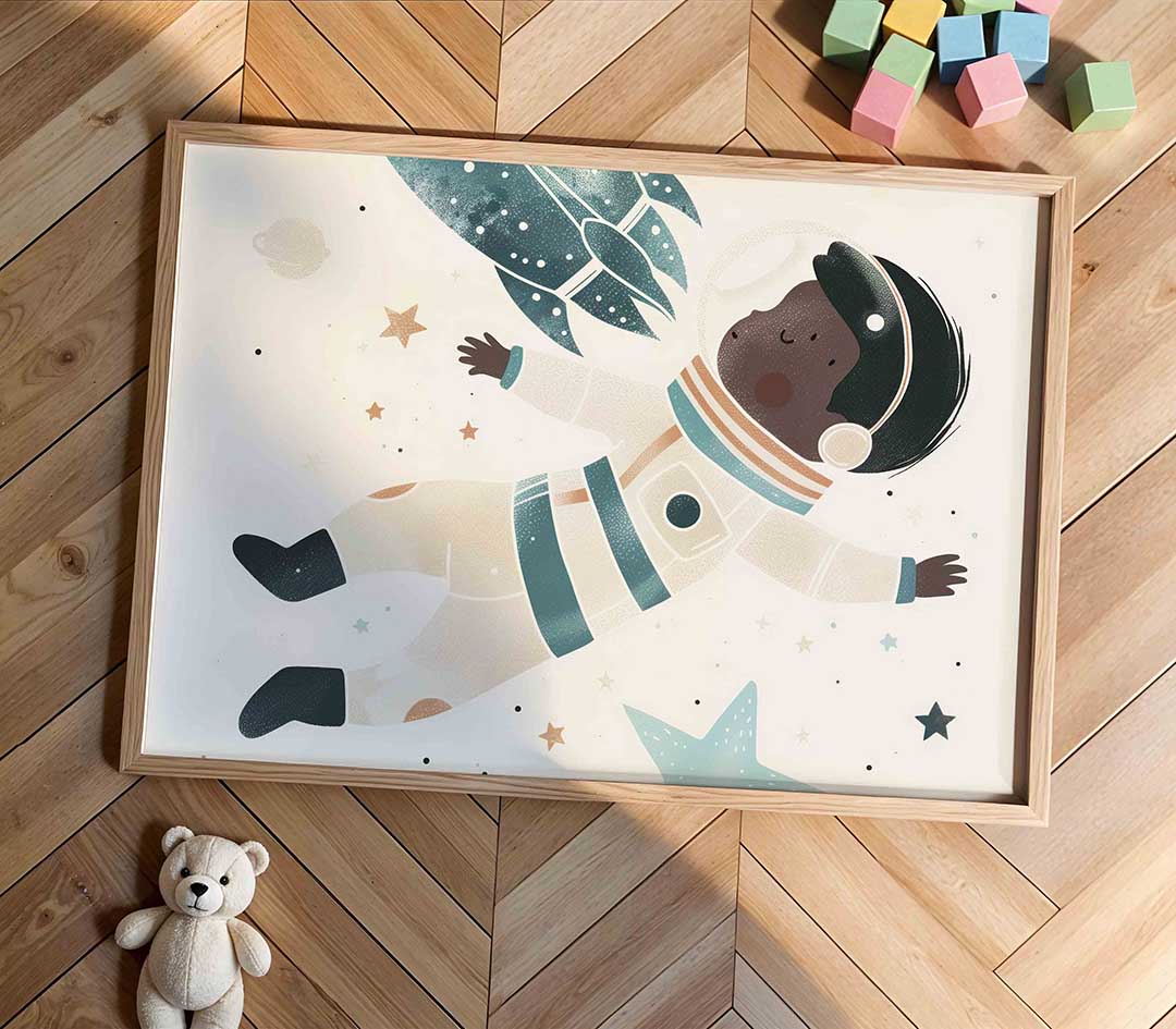 Astronaut en raket Poster