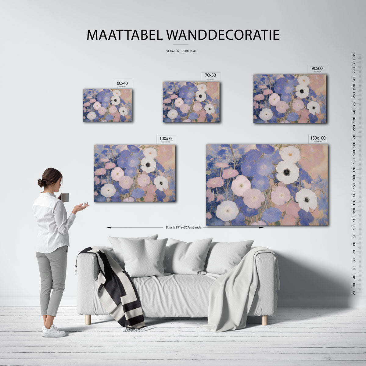 Bloemen in zachte tinten Kunstwerk