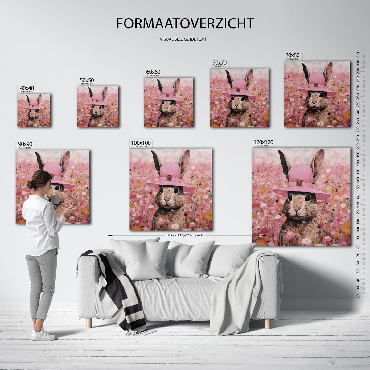 Konijn met roze hoed Poster
