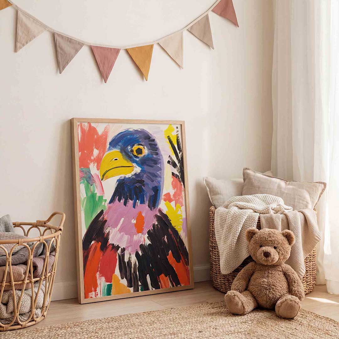 Vogel met kleurrijke achtergrond Poster