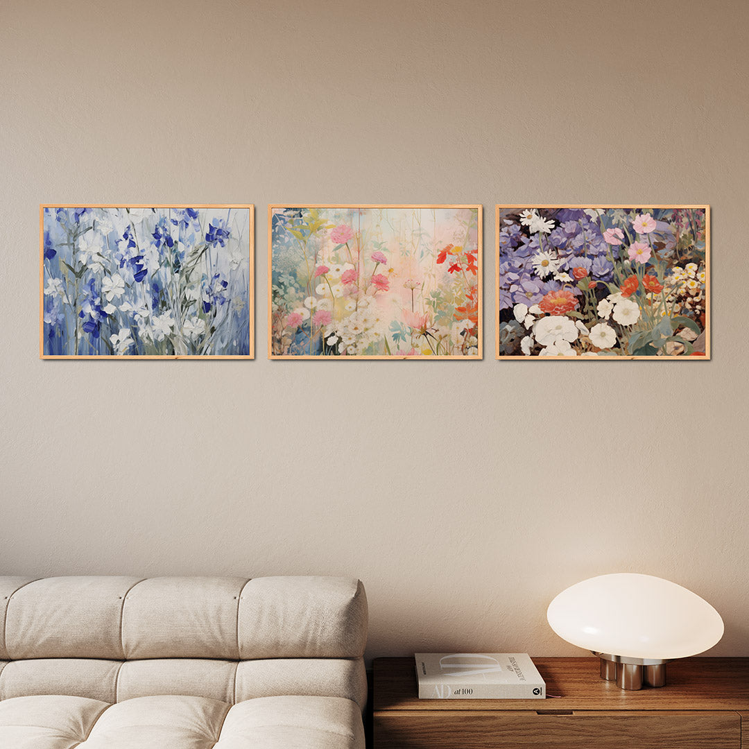 Bloemen in blauwtinten Posterset