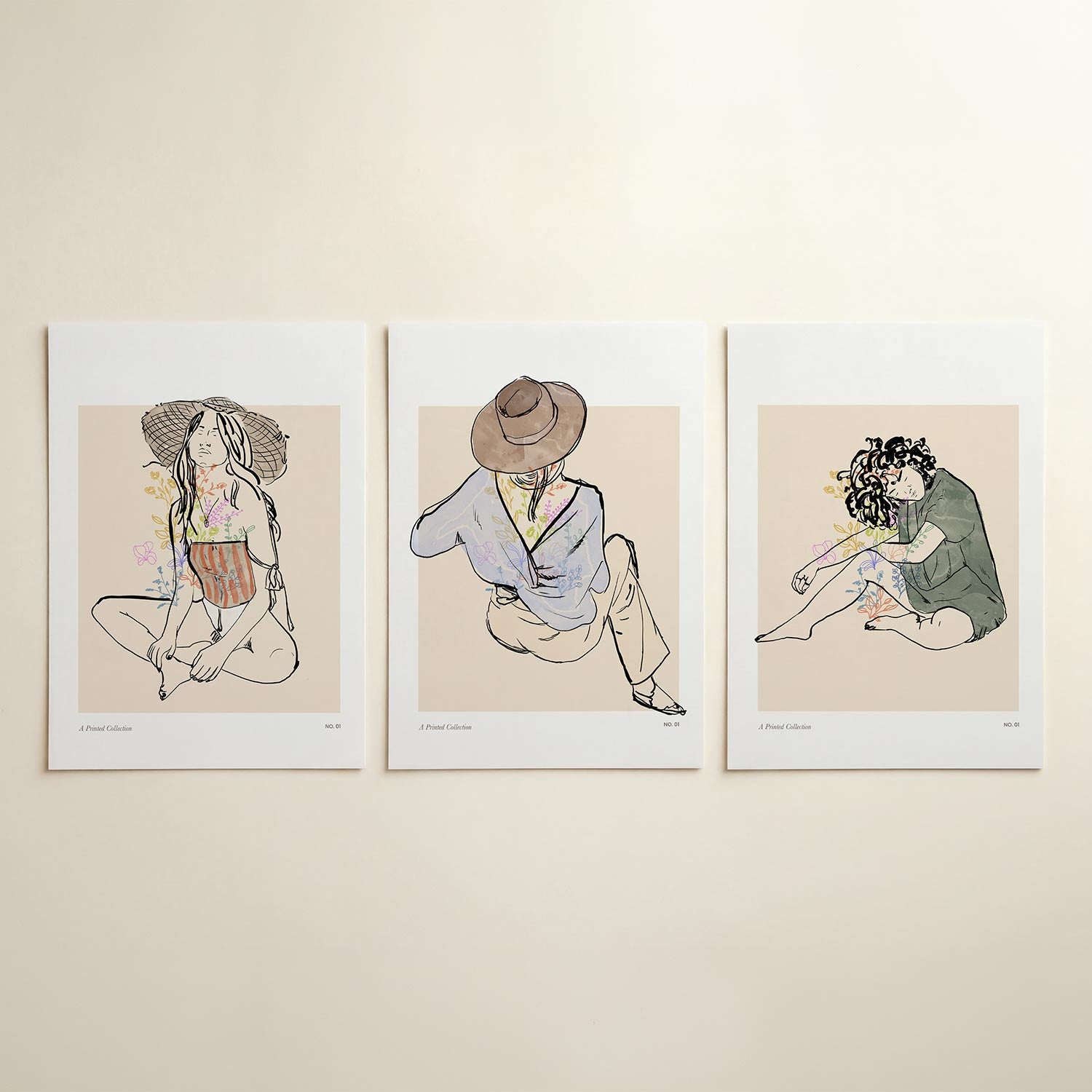 Lijnen en bloemen Posterset