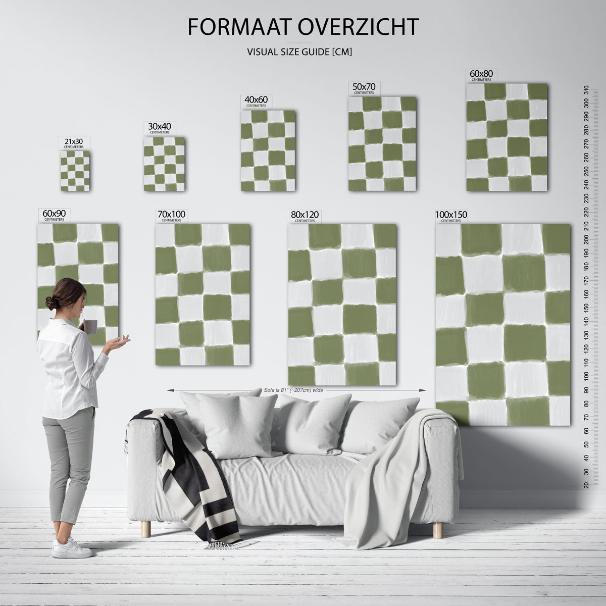 Groen en wit geruite Poster