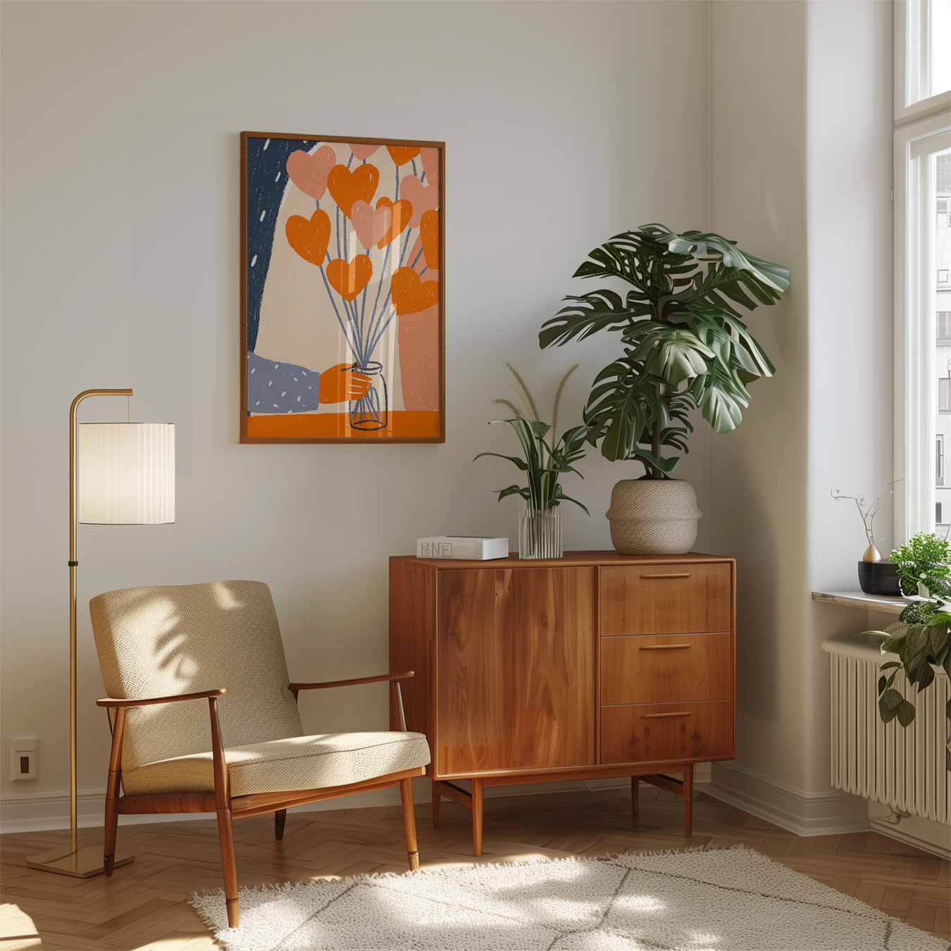 Liefdevolle Hartenbloemen Poster-WallArtistic