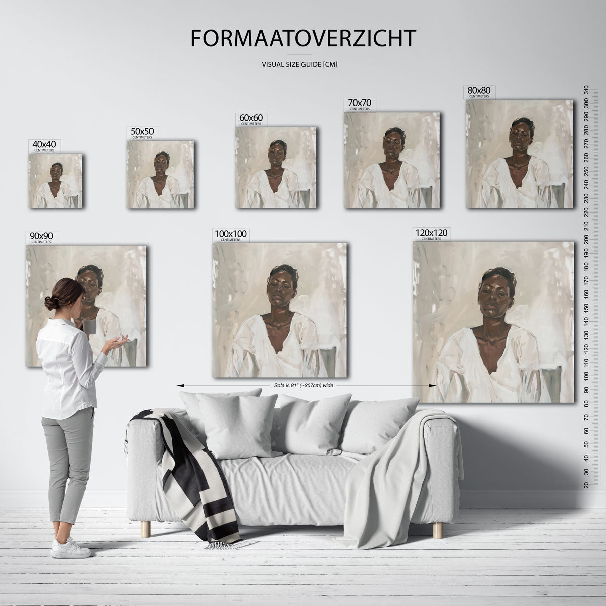 Vrouw in witte kleding Poster