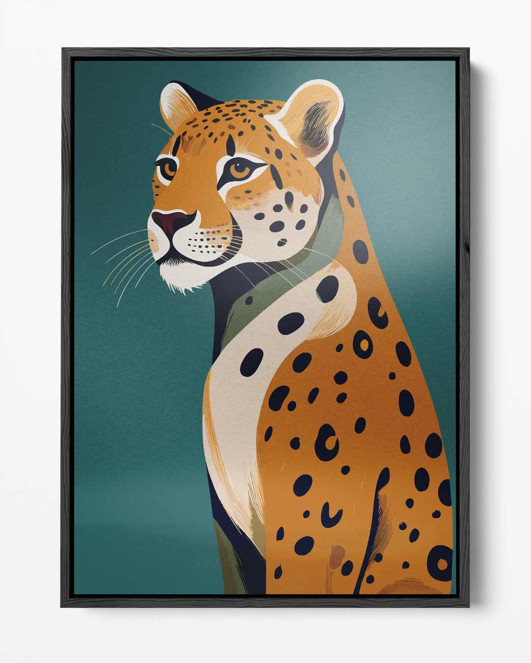 Majestic Leopard on Turquoise Background Artwork