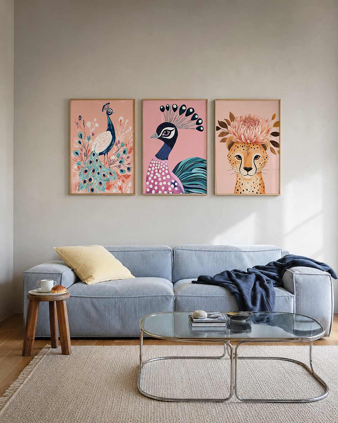 Pauw en bloemen Posterset