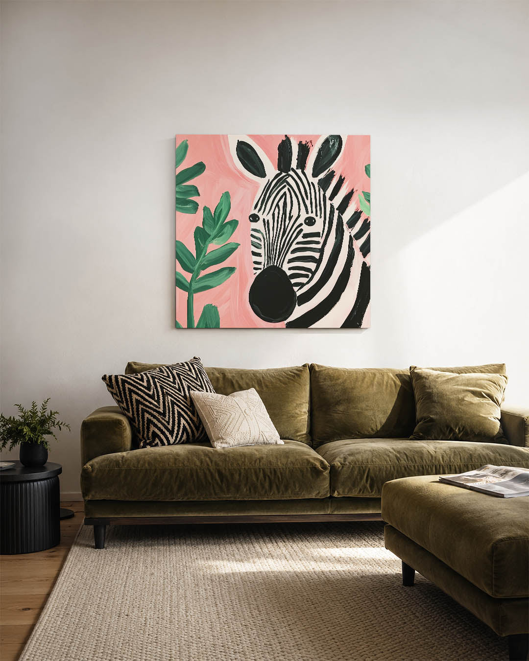 Zebra en bladeren Kunstwerk