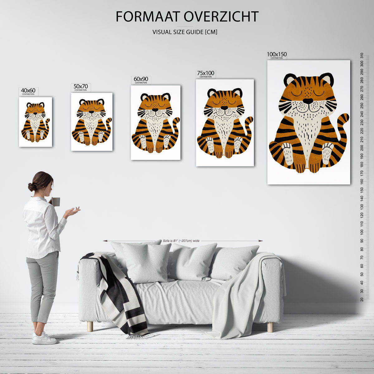 Speelse tijger illustratie Kunstwerk