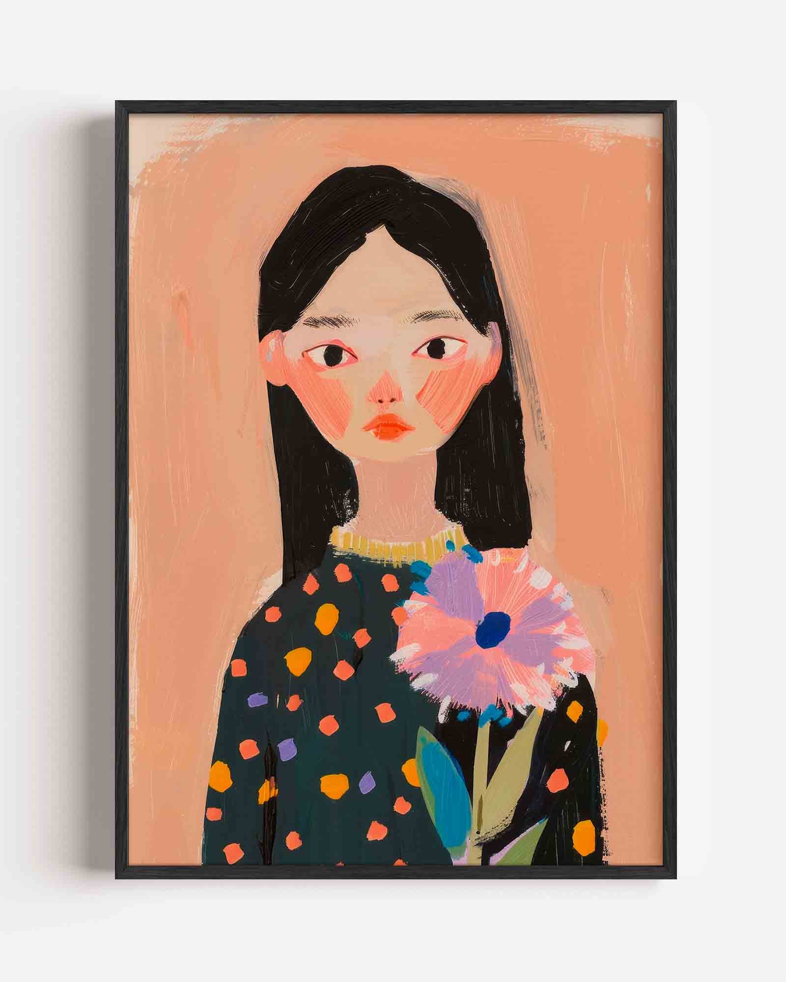 Meisje met bloem Poster