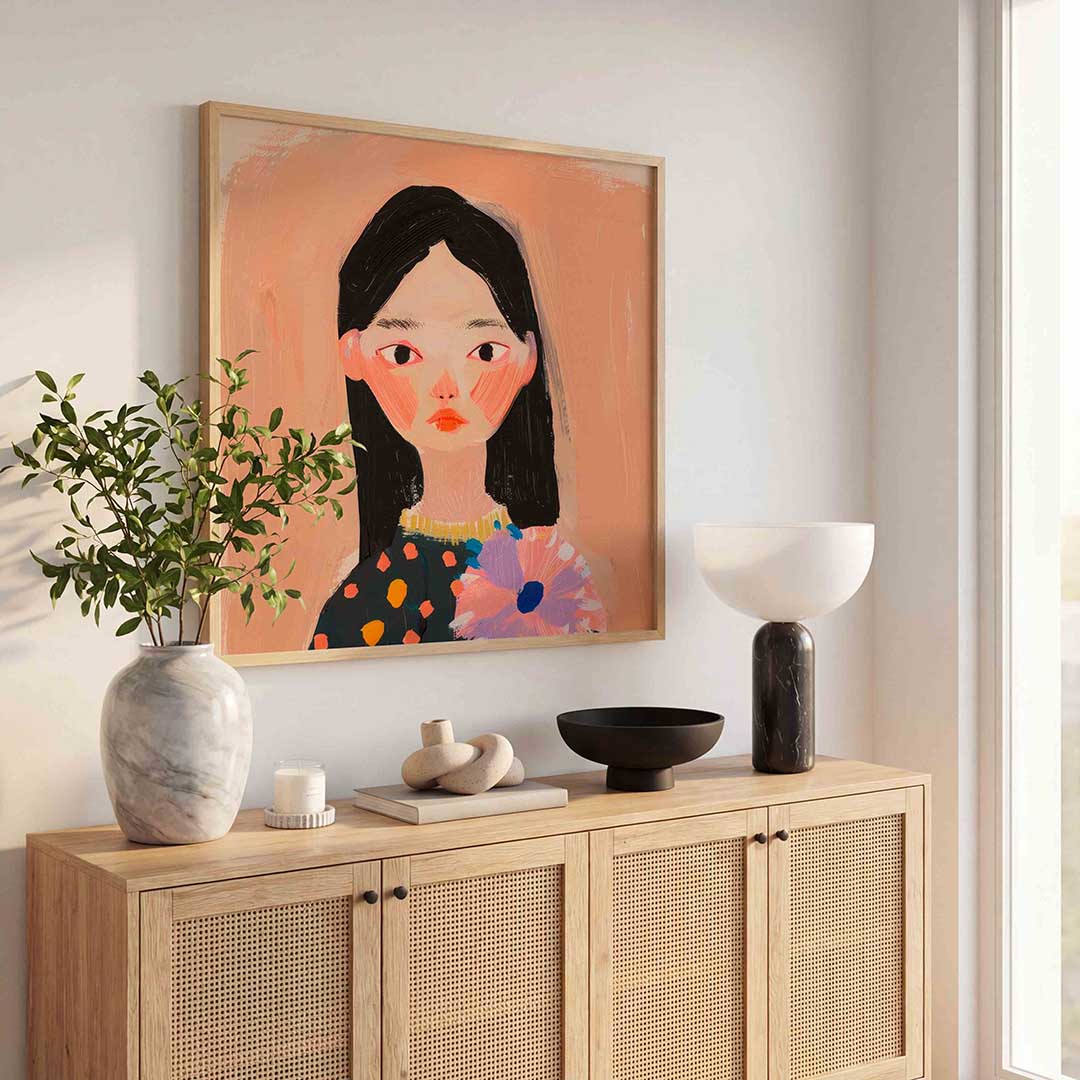 Portret met bloem Poster