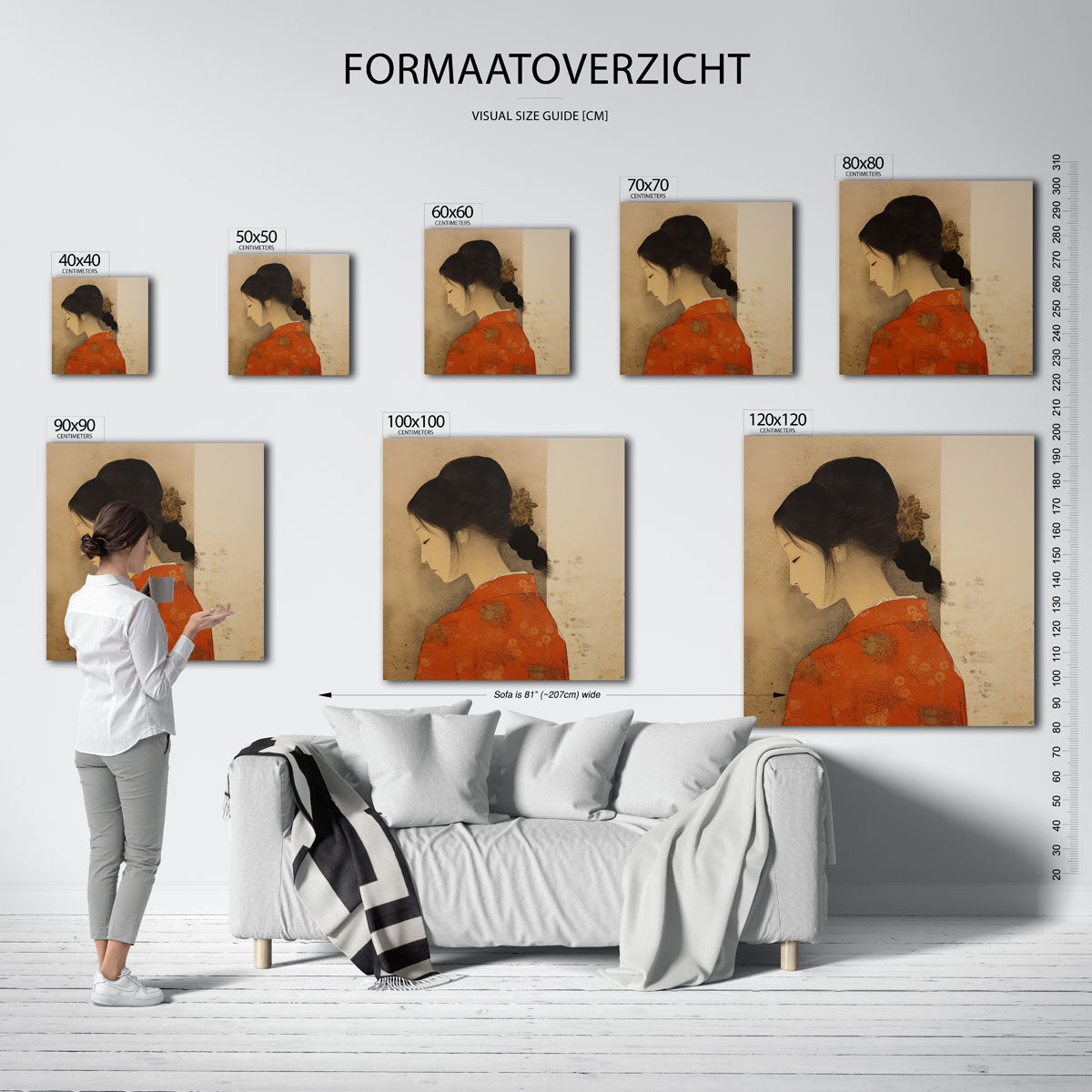 Vrouw in rode kimono Poster
