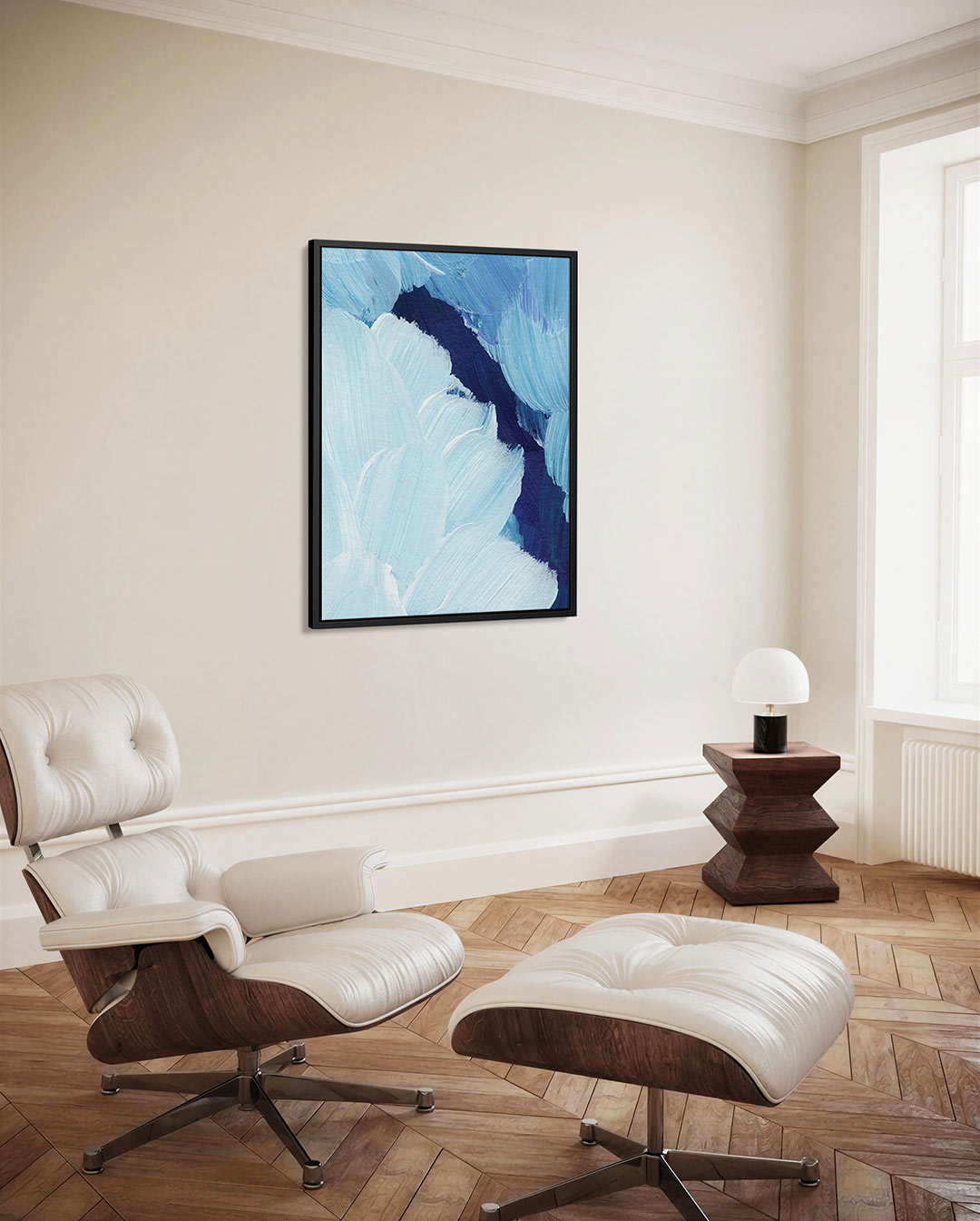 Vloeiende blauwe bewegingen Kunstwerk