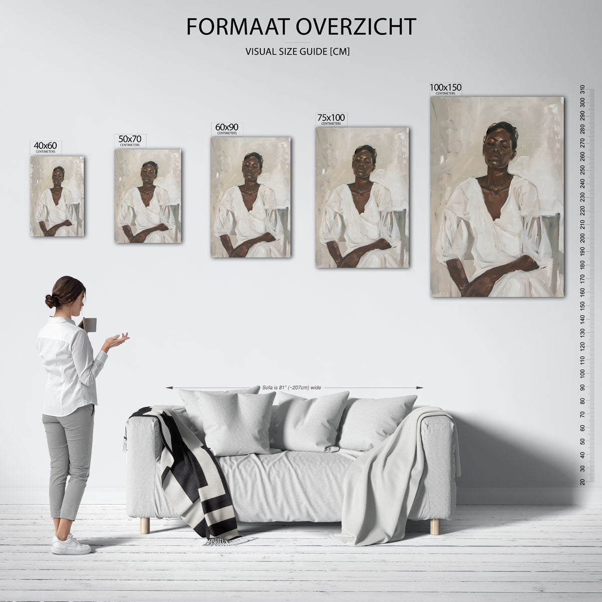 Rustige portretstudie Kunstwerk