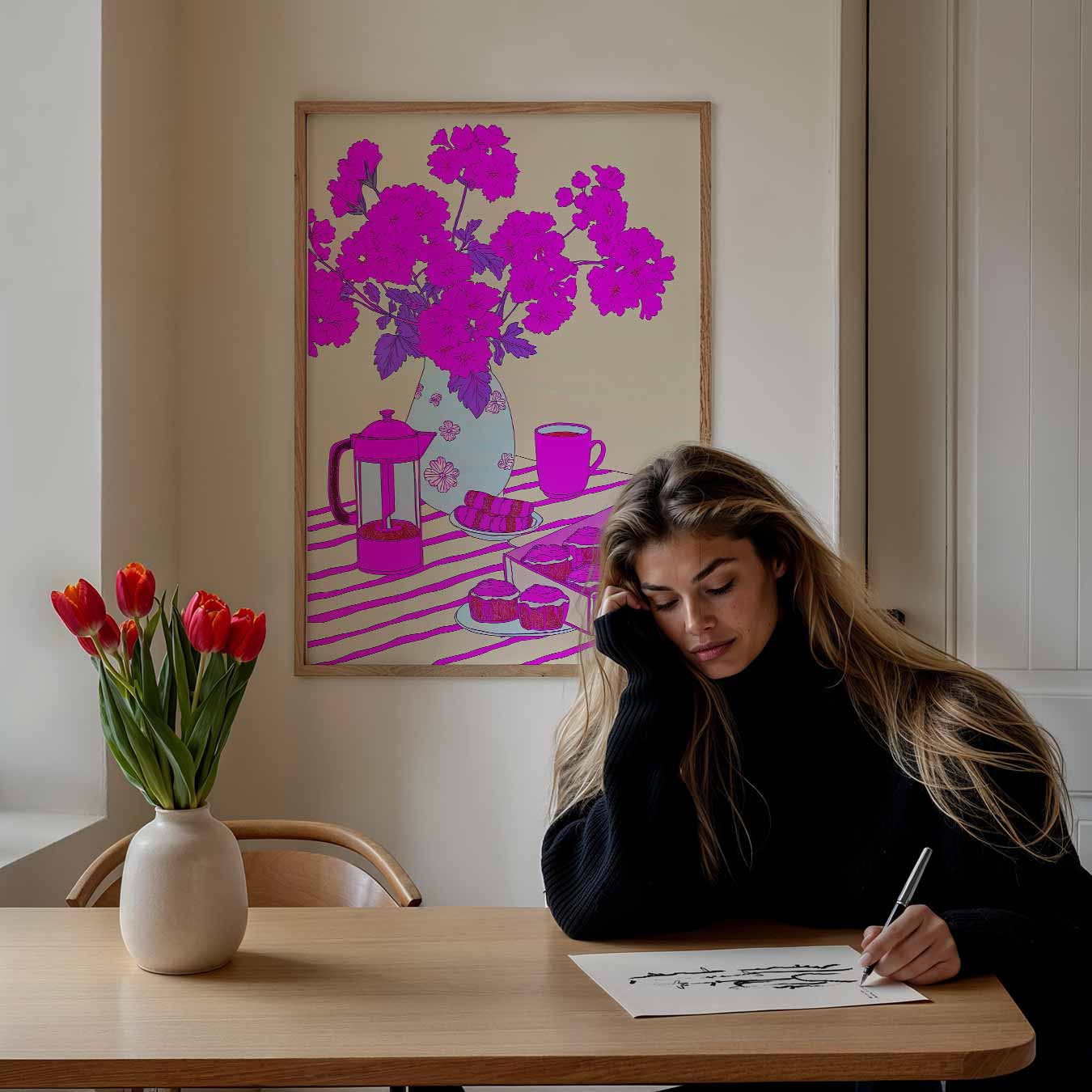 Bloemrijke Ontbijtverrassing Poster-WallArtistic