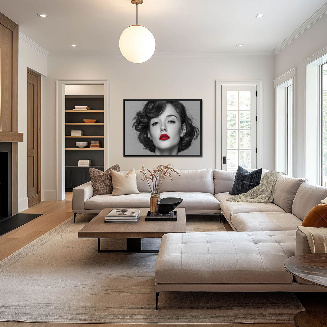 Portret met rode lippen Kunstwerk