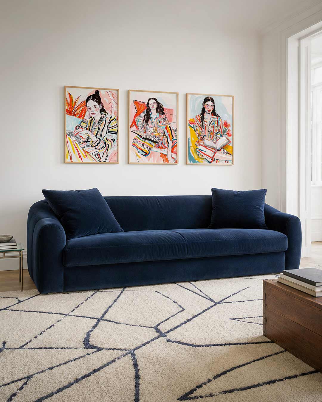 Kleurrijke lijnenportret Posterset