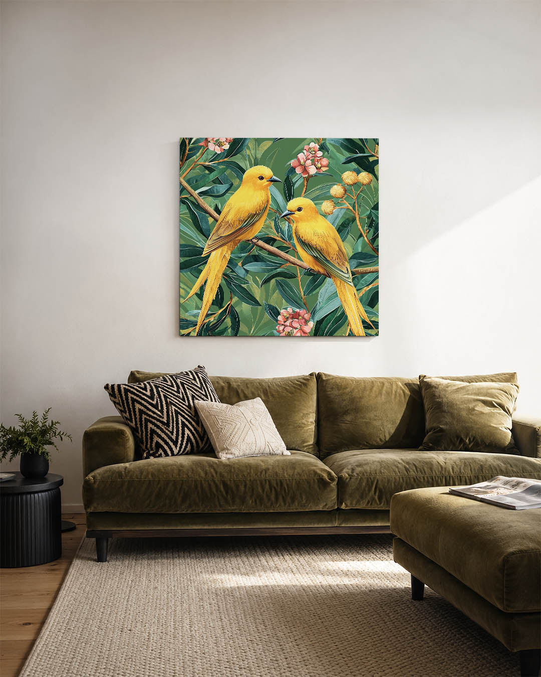 Vogels en bloemen Kunstwerk