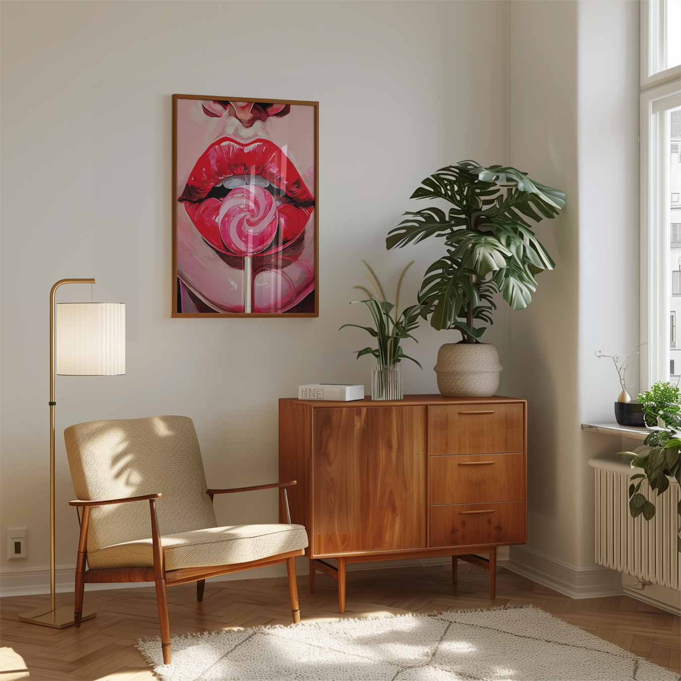 Pop Art Lippen met Lolly Poster-WallArtistic