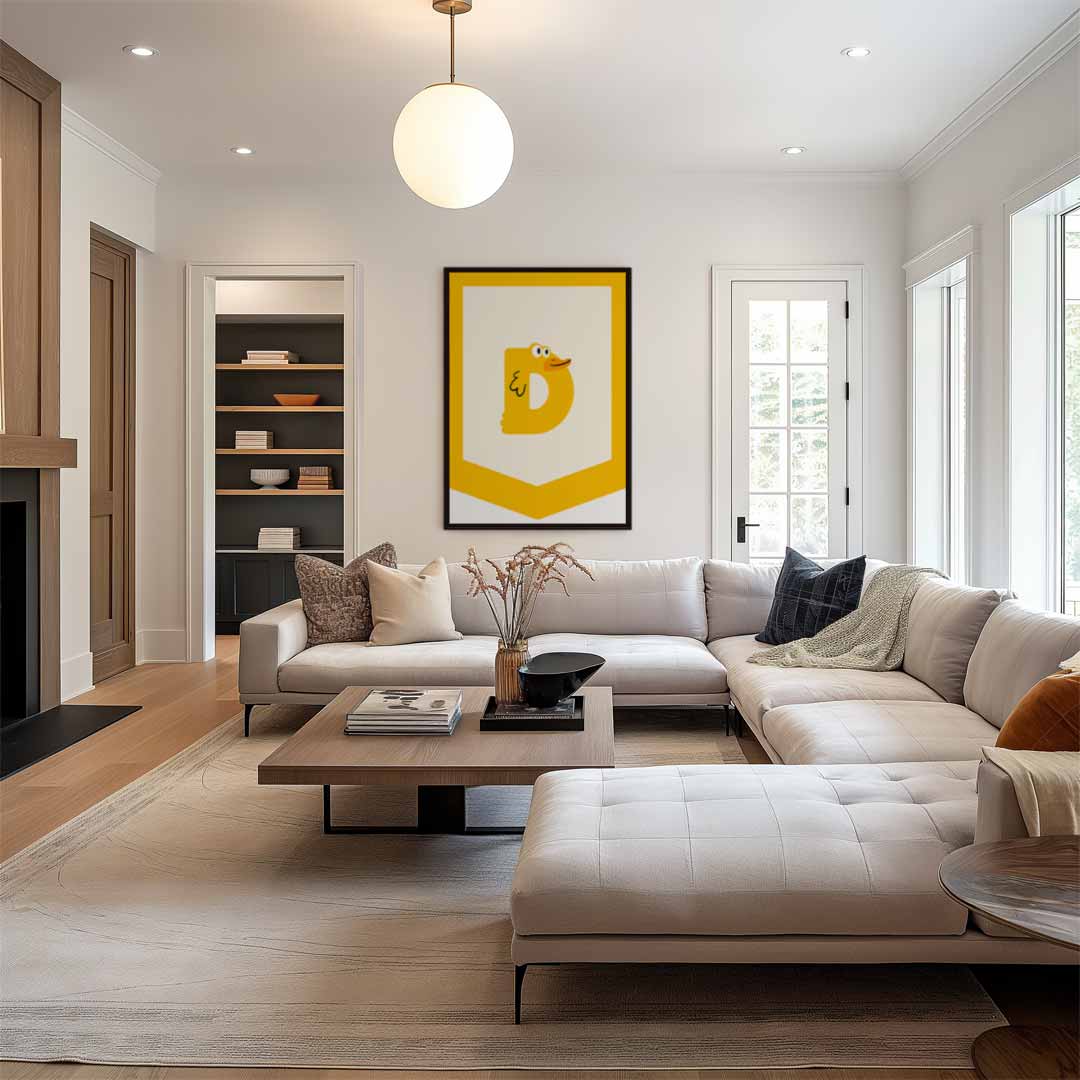 Speelse D-Eend Illustratie Kunstwerk-canvas-dibond-plexiglas-wanddecoratie-WallArtistic