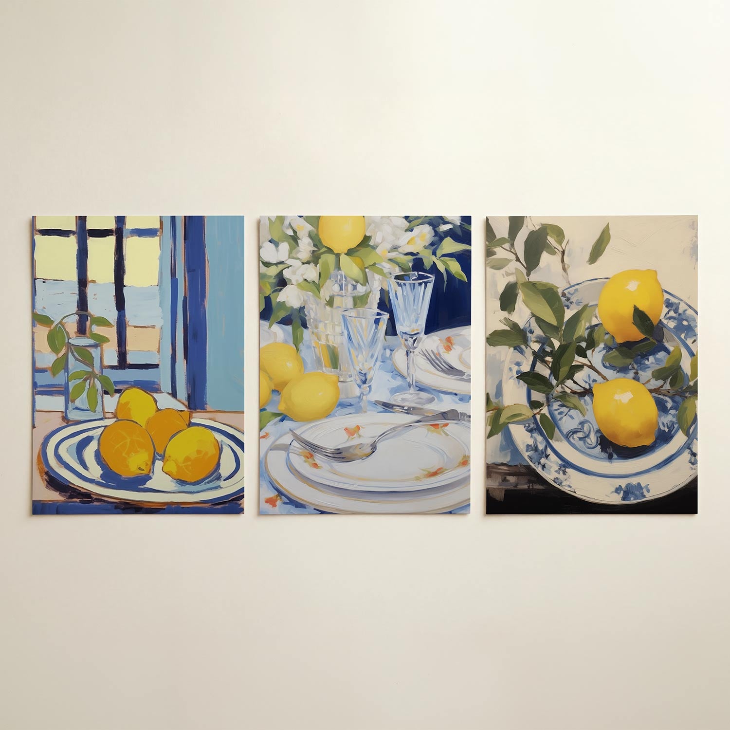 Citroenen en blauw Posterset