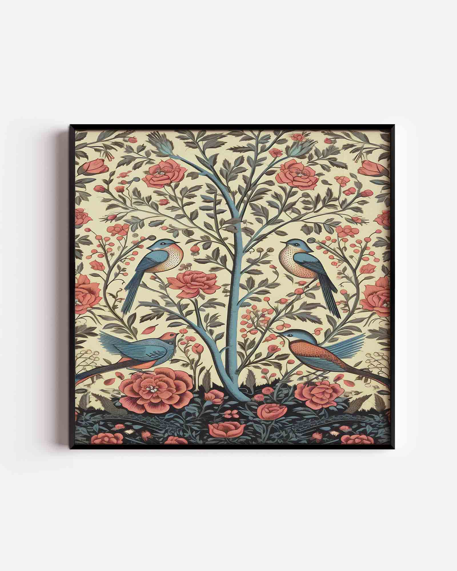 Vogels en bloemen Poster