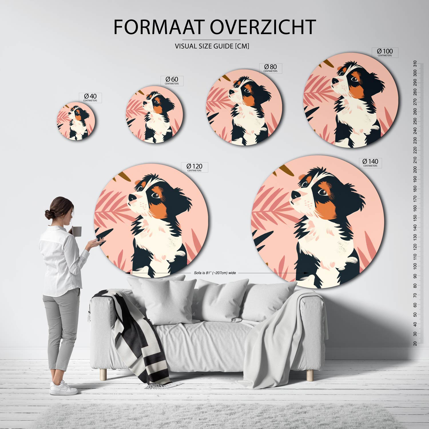 Hond met bladeren Muurcirkel