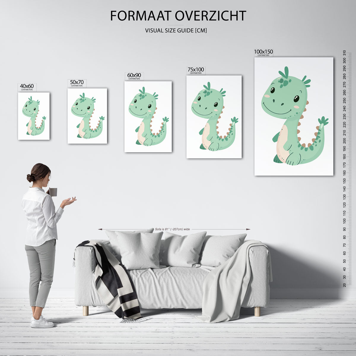 Vrolijke dino illustratie Kunstwerk