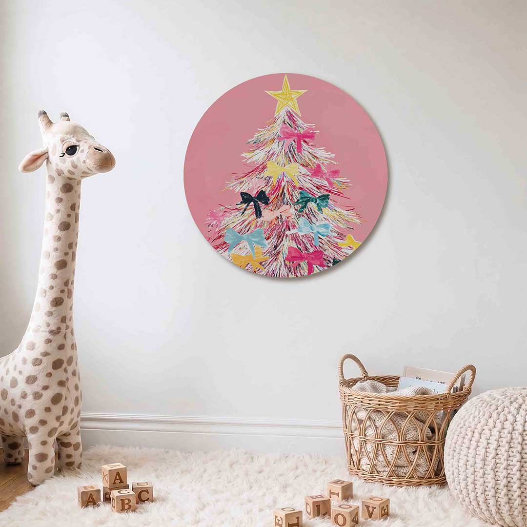 Kerstboom met strikken Muurcirkel