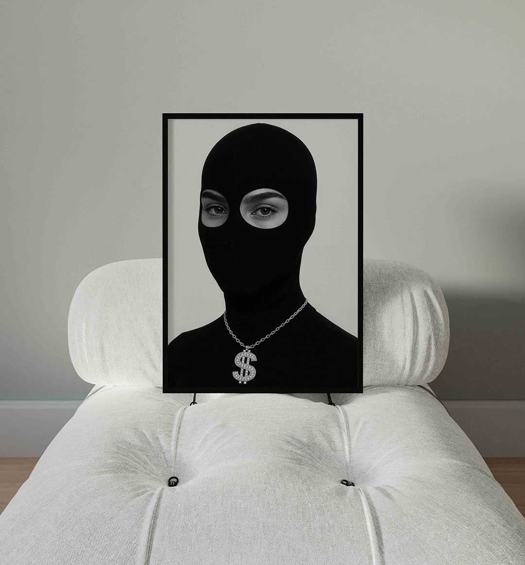 Zwart masker met ketting Poster