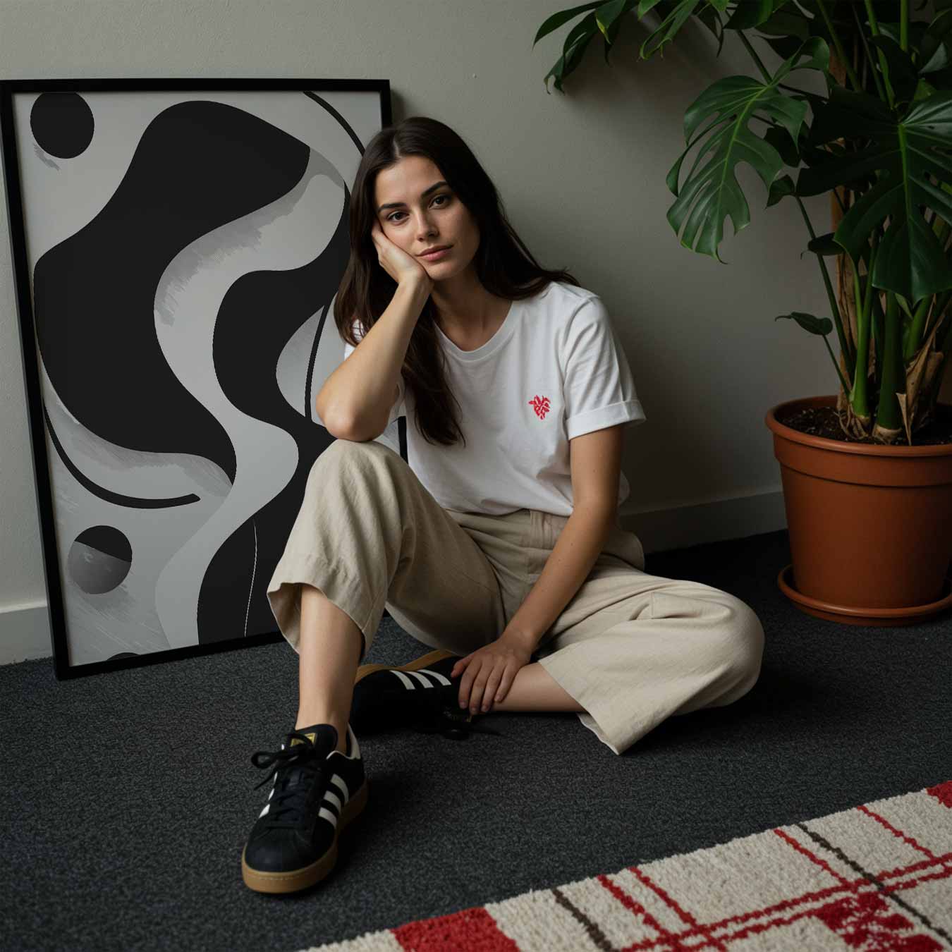 Moderne Abstracte Zwart-Wit Golfposter-WallArtistic