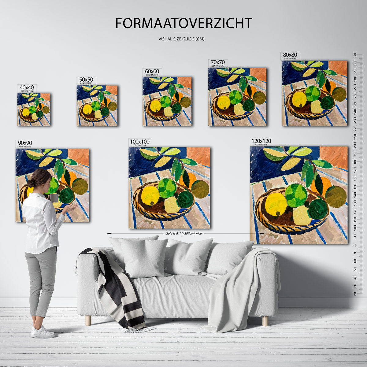 Fruitmand met bladeren Poster