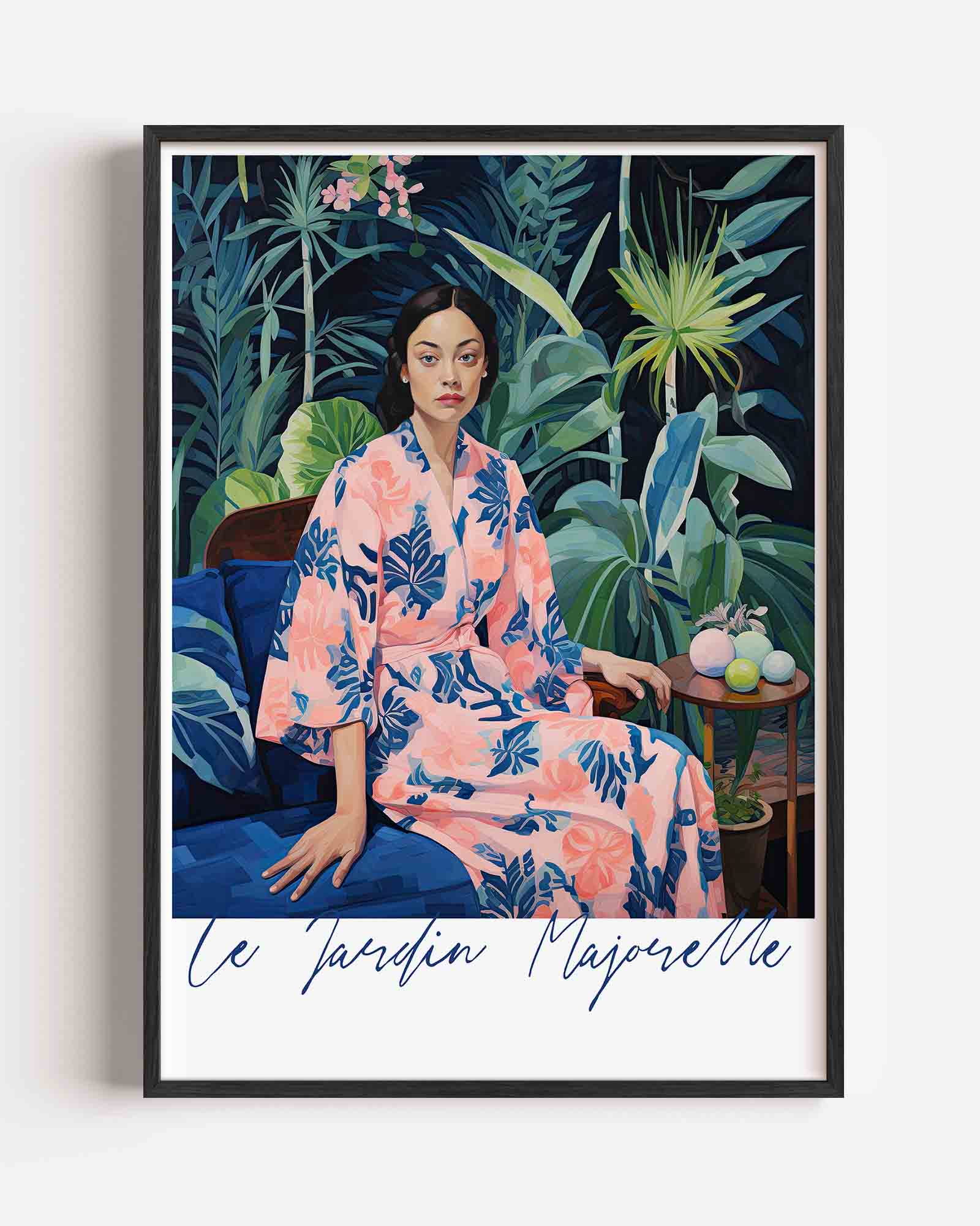 Vrouw in roze kimono Poster