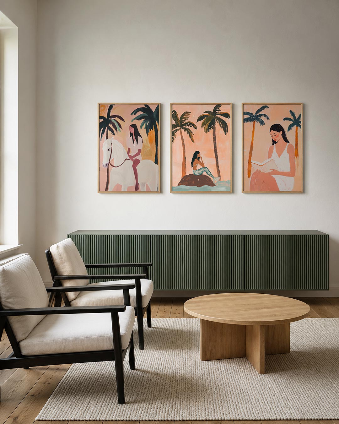 Zonsondergang en palmen Posterset