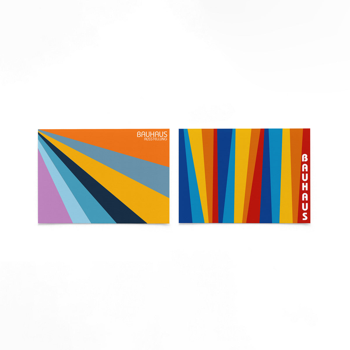 Twee landscape posters met stralen en kleurbanen als vrijstaande productfoto