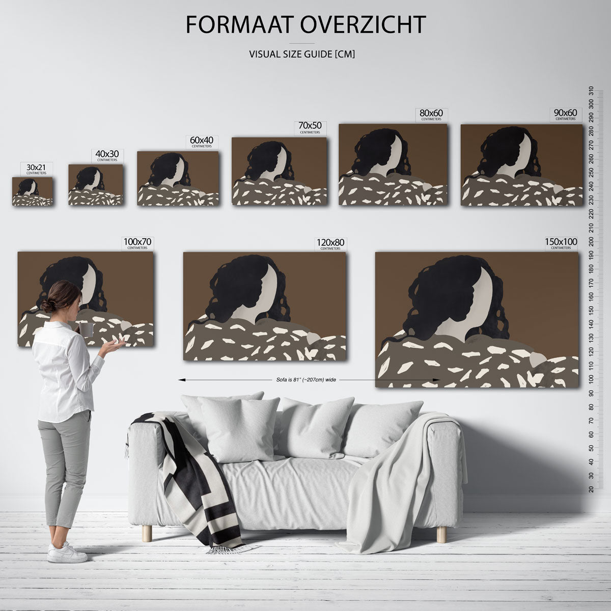 Vrouw met donkere krullen Poster