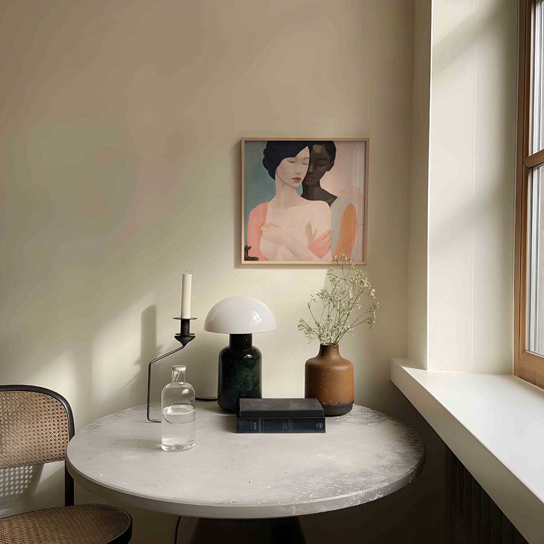 Twee figuren omhelzing Poster